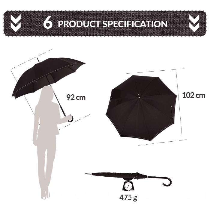 Women S Black - Parapluie droit à ouverture manuelle Women S Black Manual Open Straight Umbrella